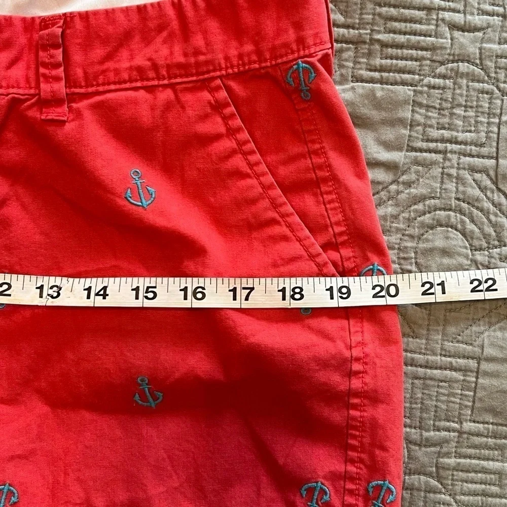 Old Navy‎ Anchor⚓️ Embroidered Shorts Coral & Blue Cotton Chino Size 6